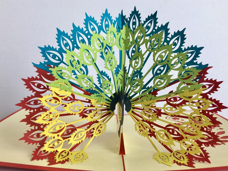 Peacock - Pop Up Card, Art paper, Greeting Card, Quilling Card, Craft cards, Handmade card.