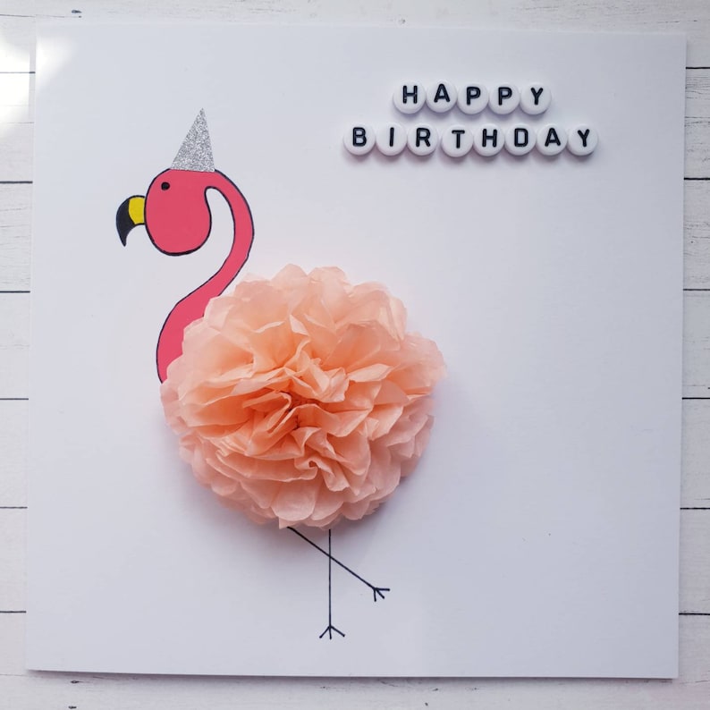 Flamingo Handmade Birthday Card | Personalised Birthday Card  | Happy Birthday Flamingo For Her