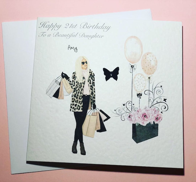 Handmade Personalised Women's Birthday Card Daughter Granddaughter Niece 18th 21st 30th