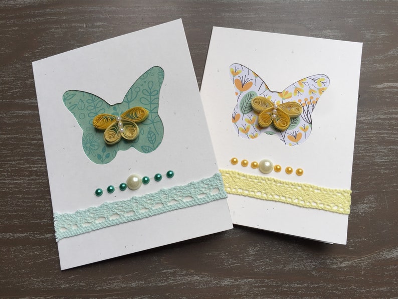 Set of 2 cards, Butterfly Cards, Spring Card, Handmade Greeting Cards, Handmade Cards, Spring Card, Birthday Card, Easter Card
