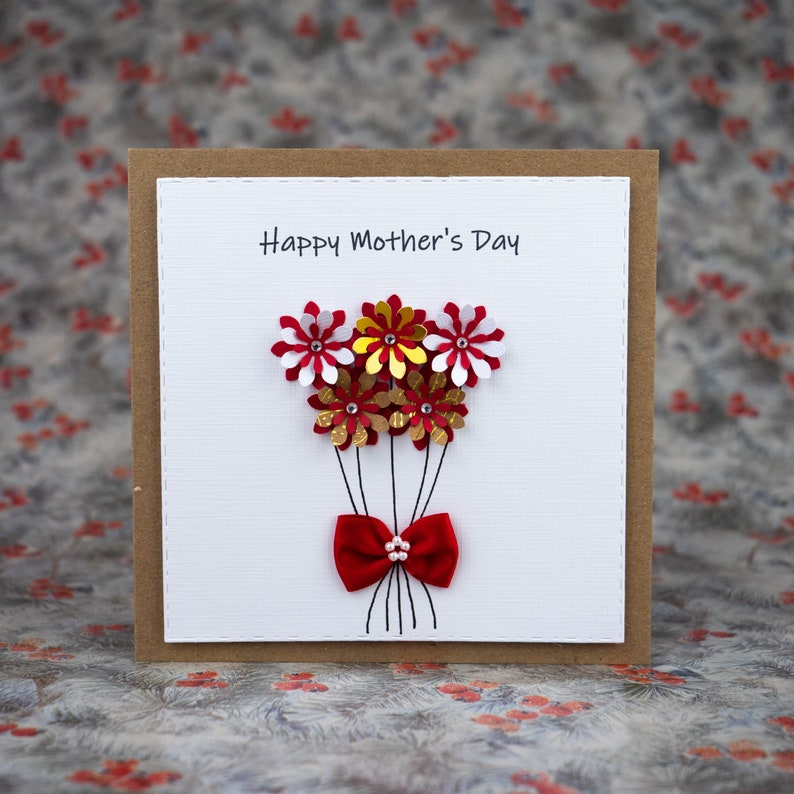 Mother's Day Card, Handmade Happy Mother Day card, Floral Mother's Day , Handcrafted Mum Happy Birthday card, I love you Mum, Anniversary