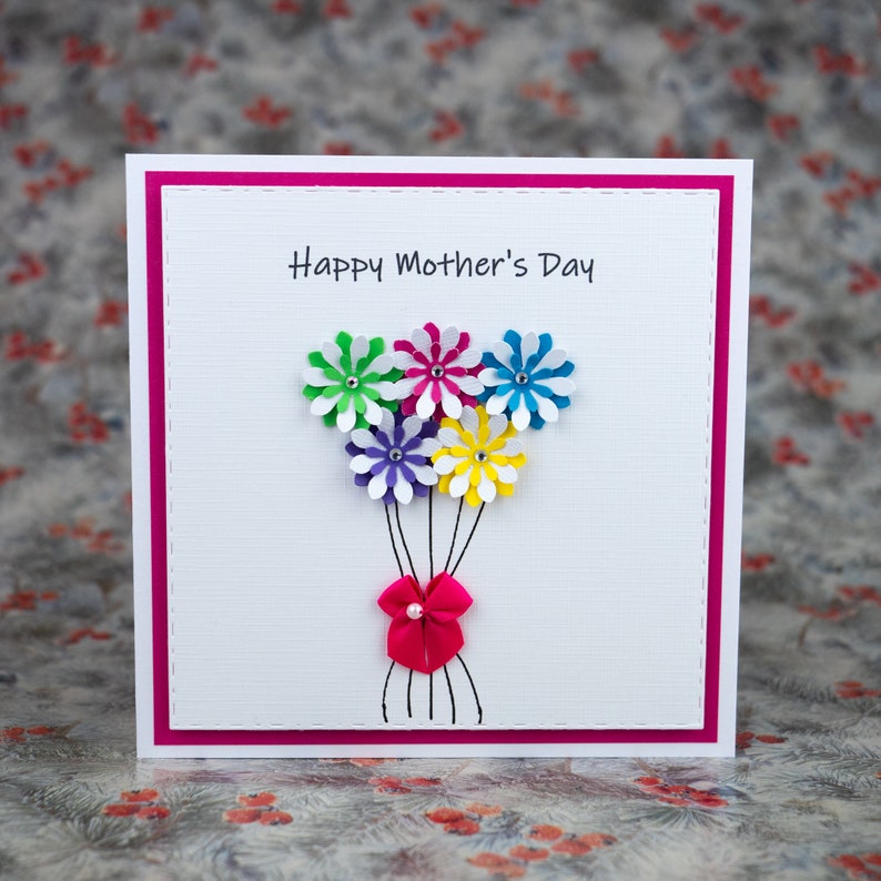 Mother's Day Card, Handmade Happy Mother Day card, Floral Mother's Day , Handcrafted Mum Happy Birthday card, I love you Mum, Anniversary