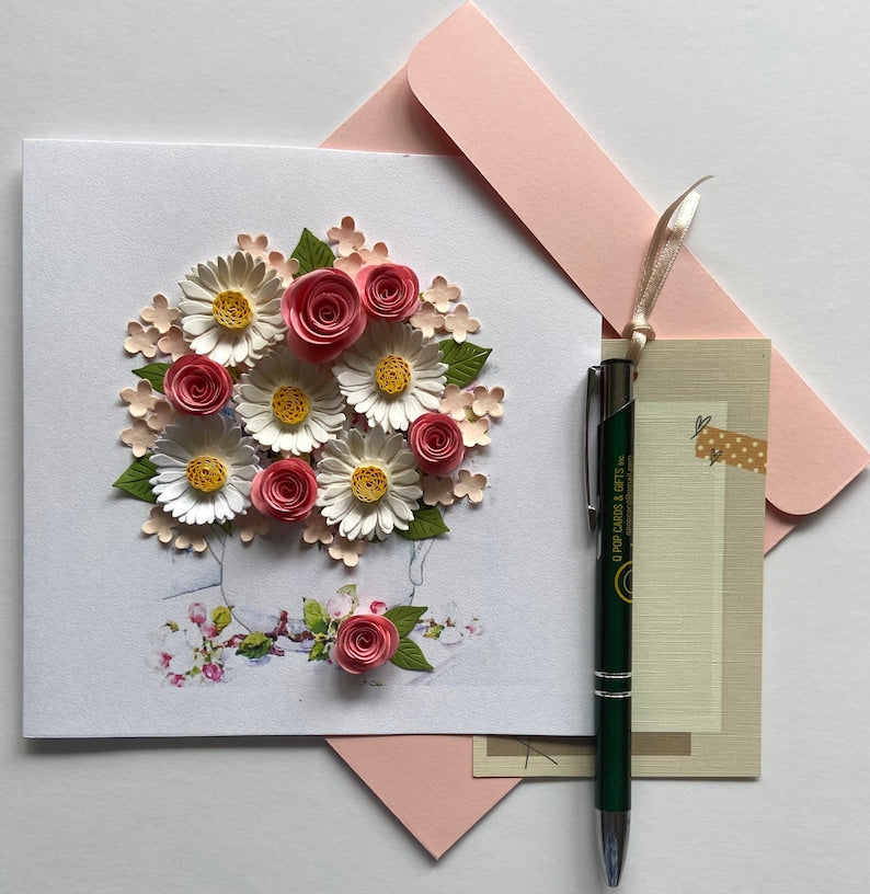 3D flower- Handmade card, greeting card