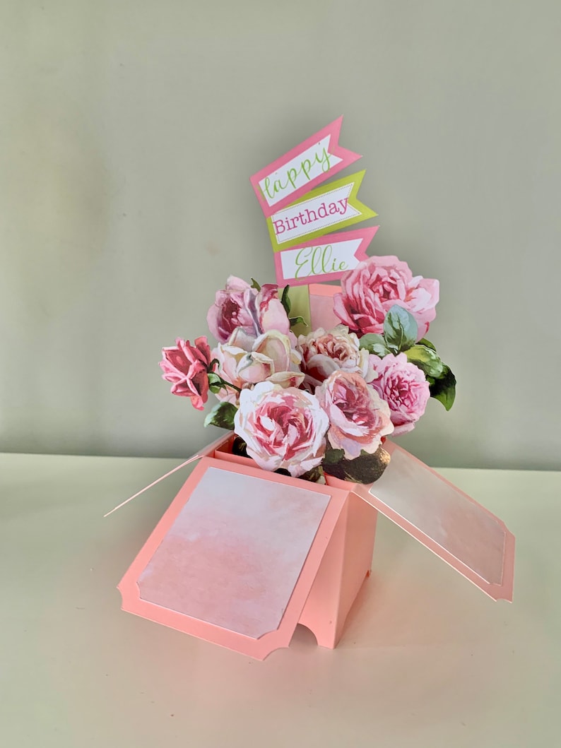 Beautiful Rose Flower Handmade 3D Pop Up Box Card